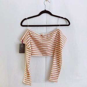 Off the shoulder stripped crop top